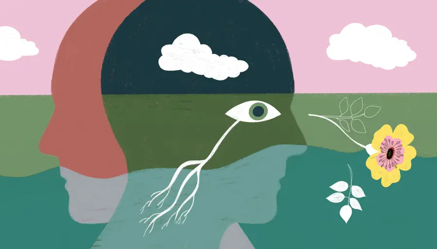 Illustration d'un visage de profil duquel pousse une fleur